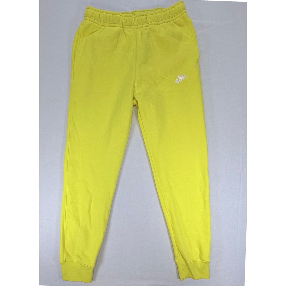 Nike Sportswear Club Fleece Joggers Mens Yellow Tapered Leg Small NWT